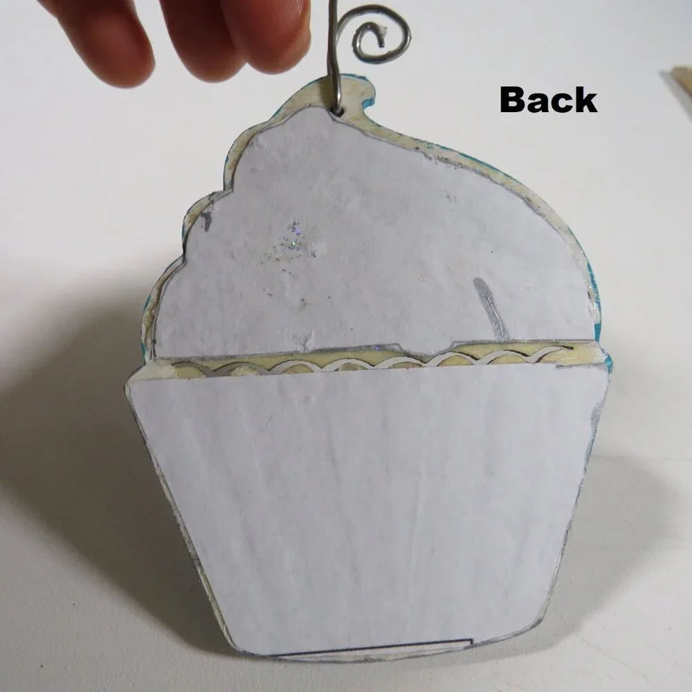 Cupcake Laser Cut Wooden Ornament Hangs